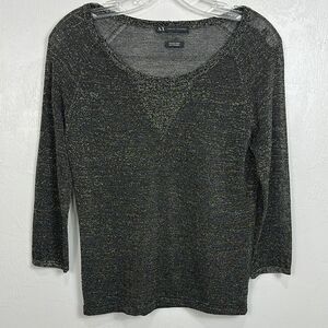 Armani Exchange 3/4 Sleeve Italian Yarn Metallic Knit Sweater Size M